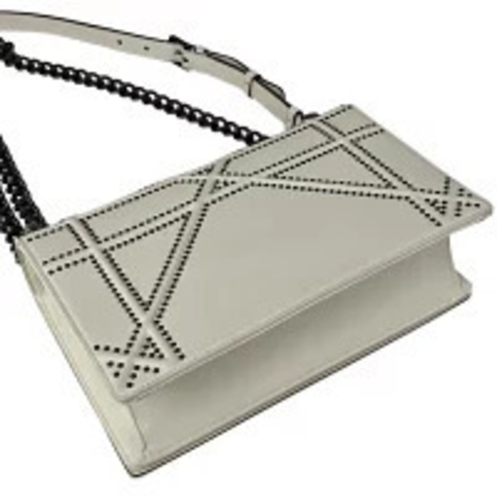 Dior Studs Shoulder Leather Bag  Christian ama Chain White